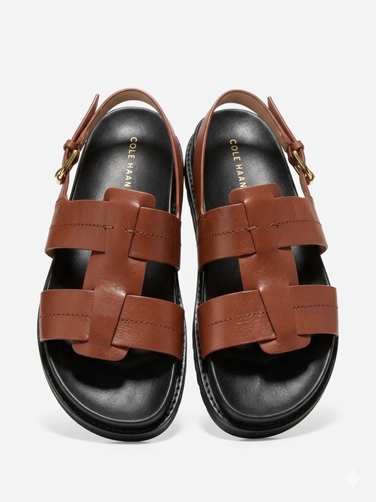 Cole Haan Shoes - Cole Haan Women’s Chestnut Brown Leather Woven Strap Sandals